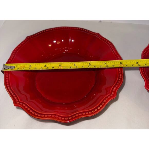 The Pioneer Woman Paige Red Soup/Cereal Bowl Scalloped Edge (Set of 3) - Picture 3 of 4